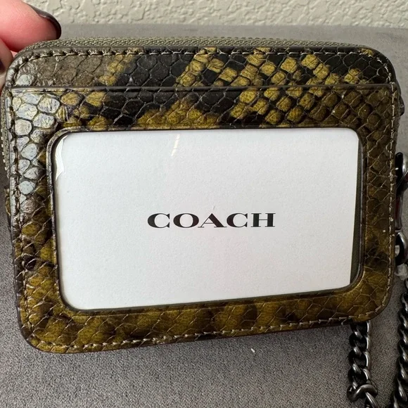 Coach Olive and Black Snake Zip Card Case Wallet New - Picture 3 of 7